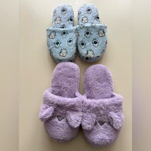 2 pair Justice girls novelty slippers